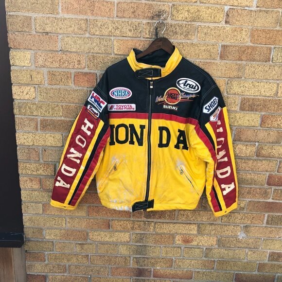 Vintage 1974 Honda Racing Jacket LEATHER RACING JACKET - Picture 14 of 16